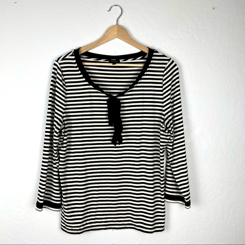 Talbots striped tie nautical blouse size L